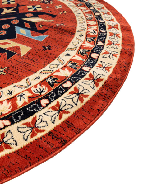 Terracotta 7' 10 x 7' 10 Taftan Round Area Rug Durable 100% Polypropylene Classic Traditional Design Easy Clean Carpet for Home Interiors for Sale at Rug Engine