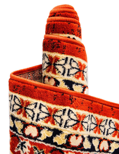 Terracotta 7' 1 x 10' Taftan Rectangle Area Rug Durable 100% Polypropylene Classic Traditional Design Easy Clean Carpet for Home Interiors for Sale at Rug Engine