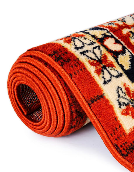 Terracotta 4' 1 x 6' 1 Taftan Rectangle Area Rug Durable 100% Polypropylene Classic Traditional Design Easy Clean Carpet for Home Interiors for Sale at Rug Engine