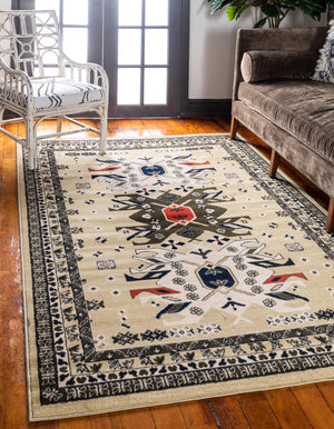 Cream 5' 3 x 8' Taftan Rectangle Area Rug