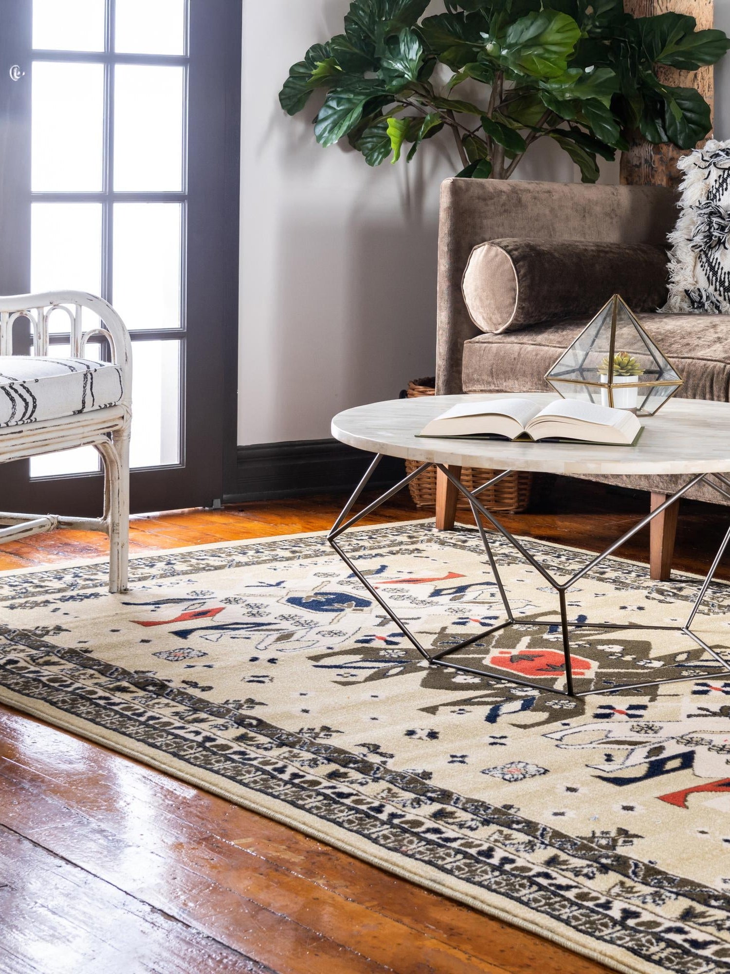 Cream 9' x 12' Taftan Rectangle Area Rug