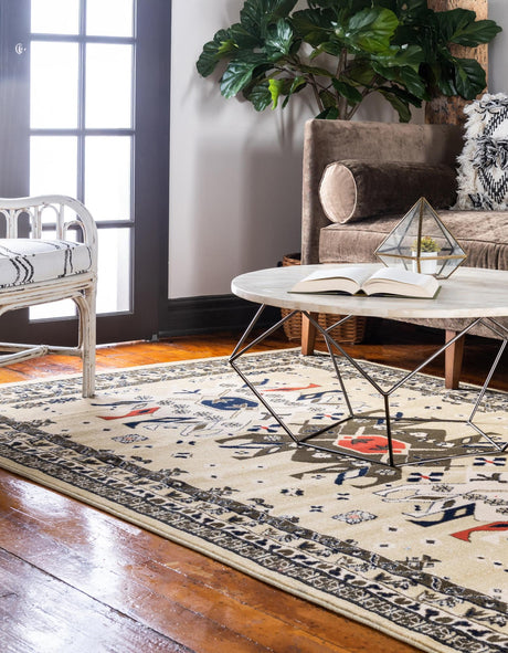 Cream 7' 10 x 10' Taftan Rectangle Area Rug