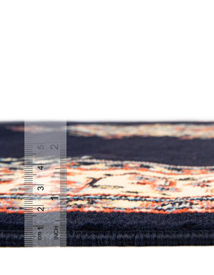 Navy Blue 7' 10 x 7' 10 Reza Round Area Rug 100% Polypropylene Easy Clean Traditional Motif Classic Carpet for Home Interiors for Sale at Rug Engine