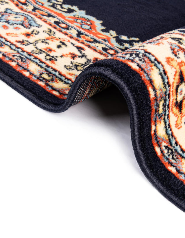 Navy Blue 7' 10 x 7' 10 Reza Round Area Rug 100% Polypropylene Easy Clean Traditional Motif Classic Carpet for Home Interiors for Sale at Rug Engine