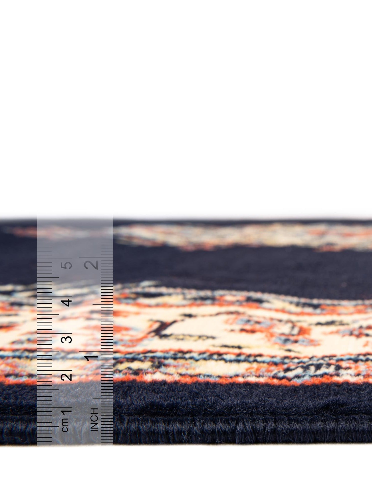 Navy Blue 5' 3 x 8' Reza Rectangle Area Rug 100% Polypropylene Easy Clean Traditional Motif Classic Carpet for Home Interiors for Sale at Rug Engine