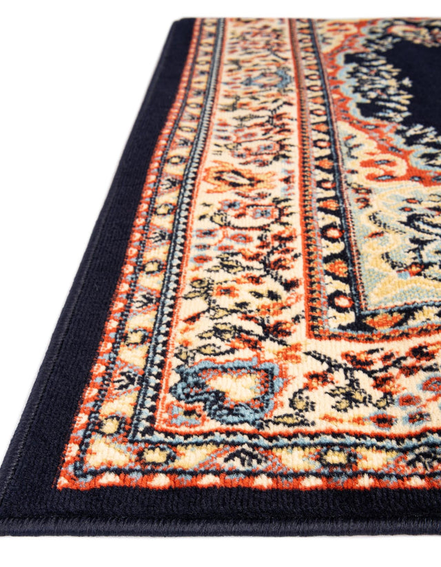 Navy Blue 4' 1 x 6' 1 Reza Rectangle Area Rug 100% Polypropylene Easy Clean Traditional Motif Classic Carpet for Home Interiors for Sale at Rug Engine