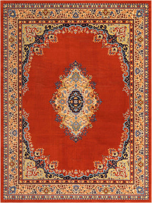 Terracotta 10' x 13' 1 Reza Rectangle Area Rug 100% Polypropylene Easy Clean Traditional Motif Classic Carpet for Home Interiors for Sale at Rug Engine