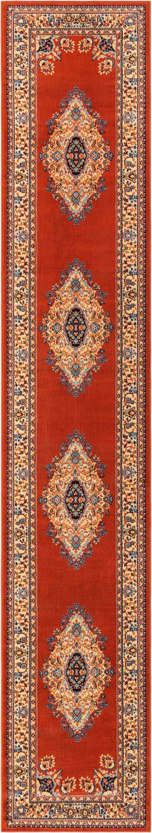 Terracotta 3' 1 x 16' 5 Reza Runner Area Rug 100% Polypropylene Easy Clean Traditional Motif Classic Carpet for Home Interiors for Sale at Rug Engine