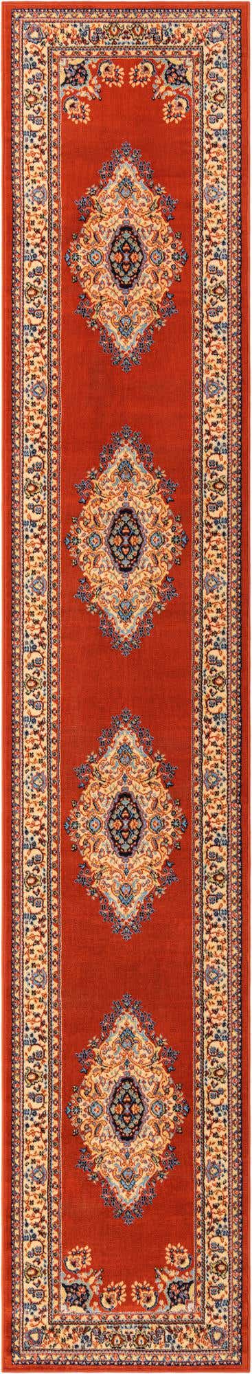 Terracotta 3' 1 x 16' 5 Reza Runner Area Rug 100% Polypropylene Easy Clean Traditional Motif Classic Carpet for Home Interiors for Sale at Rug Engine