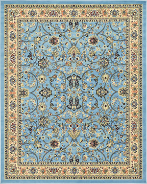 Light Blue 7' 10 x 10' Sialk Hill Rectangle Area Rug 100% Polypropylene Durable Easy Clean Classic Traditional Design Carpet for Interior Design for Sale at Rug Engine