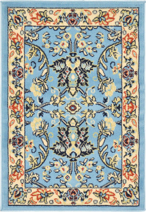 Light Blue 2' x 3' 1 Sialk Hill Rectangle Area Rug 100% Polypropylene Durable Easy Clean Classic Traditional Design Carpet for Interior Design for Sale at Rug Engine