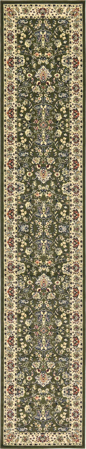 Green 3' 1 x 16' 5 Sialk Hill Runner Area Rug 100% Polypropylene Durable Easy Clean Classic Traditional Design Carpet for Interior Design for Sale at Rug Engine