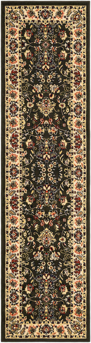 Green 2' 7 x 10' Sialk Hill Runner Area Rug 100% Polypropylene Durable Easy Clean Classic Traditional Design Carpet for Interior Design for Sale at Rug Engine