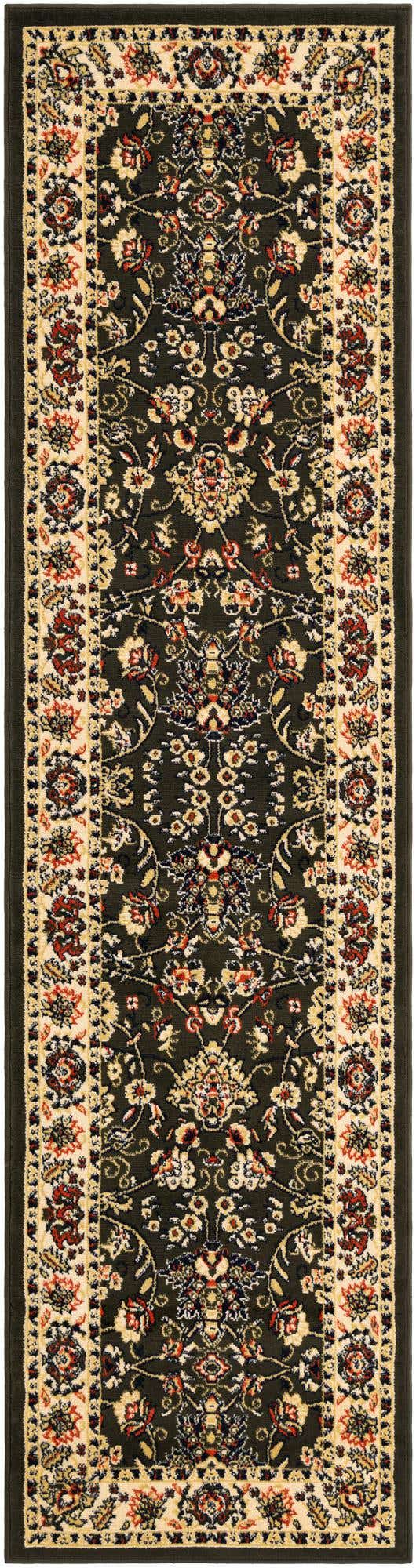 Green 2' 7 x 10' Sialk Hill Runner Area Rug 100% Polypropylene Durable Easy Clean Classic Traditional Design Carpet for Interior Design for Sale at Rug Engine