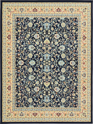 Navy Blue 10' x 13' 1 Sialk Hill Rectangle Area Rug 100% Polypropylene Durable Easy Clean Classic Traditional Design Carpet for Interior Design for Sale at Rug Engine