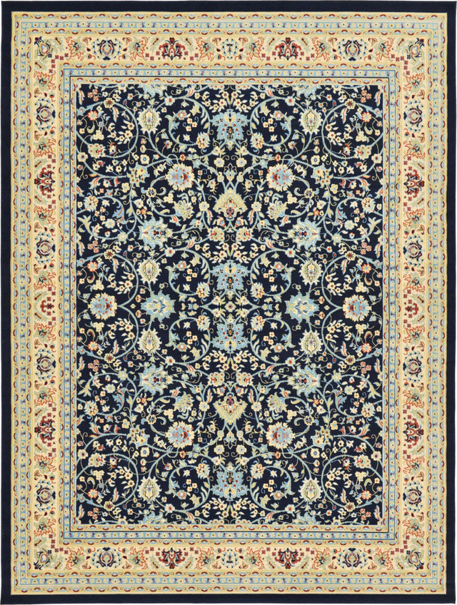 Navy Blue 10' x 13' 1 Sialk Hill Rectangle Area Rug 100% Polypropylene Durable Easy Clean Classic Traditional Design Carpet for Interior Design for Sale at Rug Engine