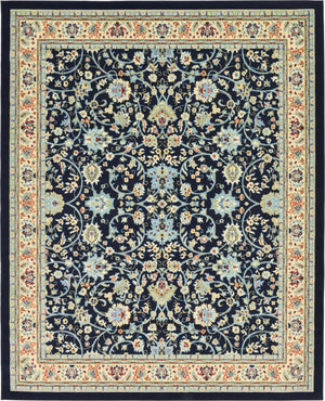 Navy Blue 7' 10 x 10' Sialk Hill Rectangle Area Rug 100% Polypropylene Durable Easy Clean Classic Traditional Design Carpet for Interior Design for Sale at Rug Engine