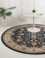 Navy Blue 4' 1 x 4' 1 Sialk Hill Round Area Rug 100% Polypropylene Durable Easy Clean Classic Traditional Design Carpet for Interior Design for Sale at Rug Engine