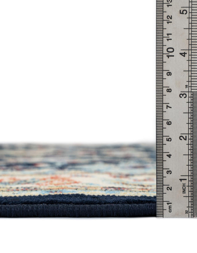 Navy Blue 8' x 8' Sialk Hill Round Rug