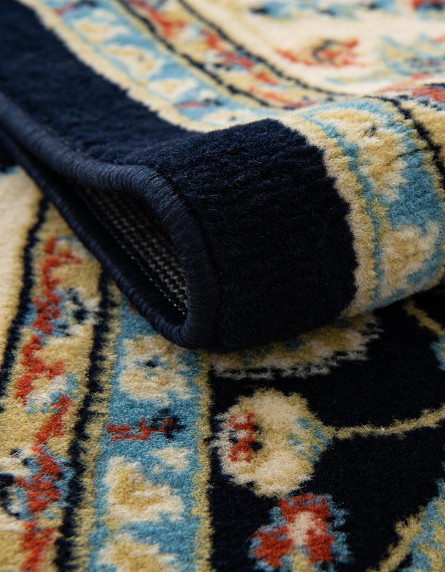Navy Blue 8' x 8' Sialk Hill Round Rug
