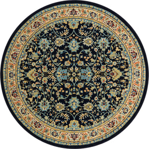 Navy Blue 8' x 8' Sialk Hill Round Rug