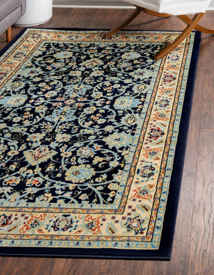 Navy Blue 7' 1 x 10' Sialk Hill Rectangle Area Rug 100% Polypropylene Durable Easy Clean Classic Traditional Design Carpet for Interior Design for Sale at Rug Engine