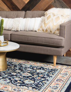 Navy Blue 7' 1 x 10' Sialk Hill Rectangle Area Rug 100% Polypropylene Durable Easy Clean Classic Traditional Design Carpet for Interior Design for Sale at Rug Engine