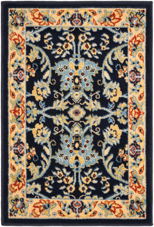 Navy Blue 2' x 3' 1 Sialk Hill Rectangle Area Rug 100% Polypropylene Durable Easy Clean Classic Traditional Design Carpet for Interior Design for Sale at Rug Engine