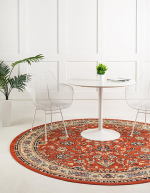 Terracotta 7' 10 x 7' 10 Sialk Hill Round Area Rug 100% Polypropylene Durable Easy Clean Classic Traditional Design Carpet for Interior Design for Sale at Rug Engine