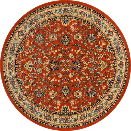 Terracotta 7' 10 x 7' 10 Sialk Hill Round Area Rug 100% Polypropylene Durable Easy Clean Classic Traditional Design Carpet for Interior Design for Sale at Rug Engine