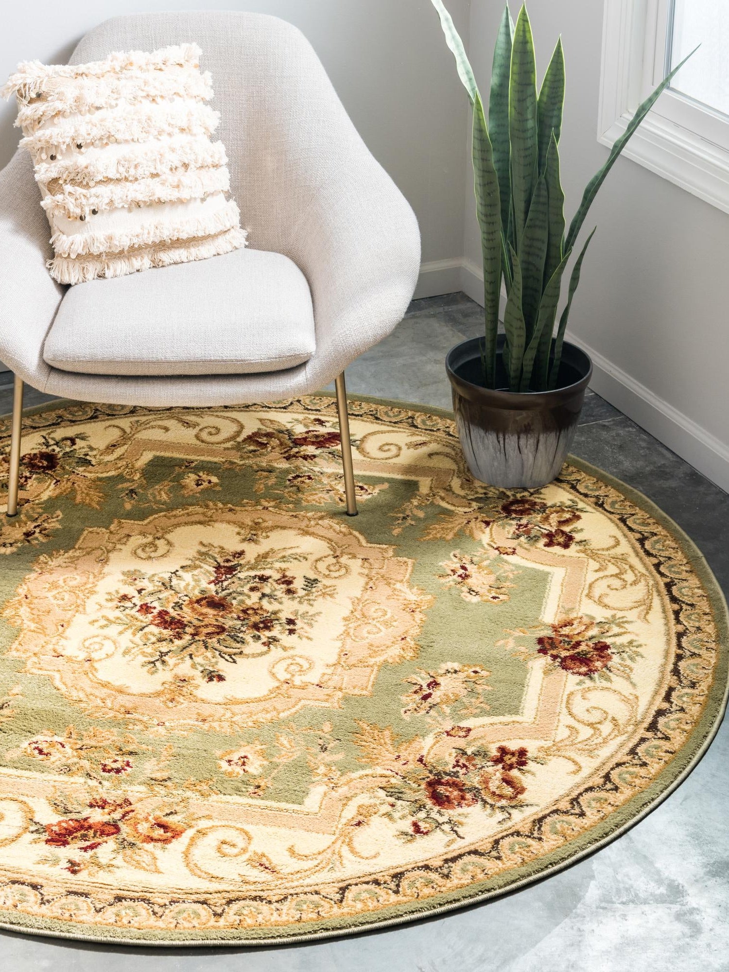 Green 13' 1 x 13' 1 Versailles Round Area Rug