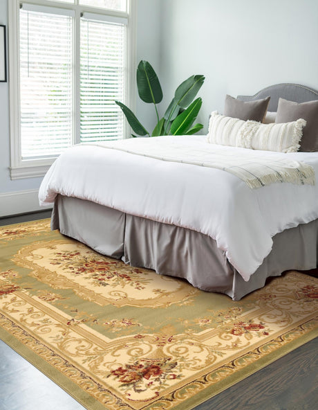 Green 10' x 13' 1 Versailles Rectangle Area Rug Classic Traditional Motif Indoor Carpet for Hallways, Dining Rooms, Bedrooms, Living Room, Office for Sale at Rug Engine