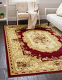 Red 7' 10 x 11' Versailles Rectangle Area Rug Classic Traditional Motif Indoor Carpet for Hallways, Dining Rooms, Bedrooms, Living Room, Office for Sale at Rug Engine