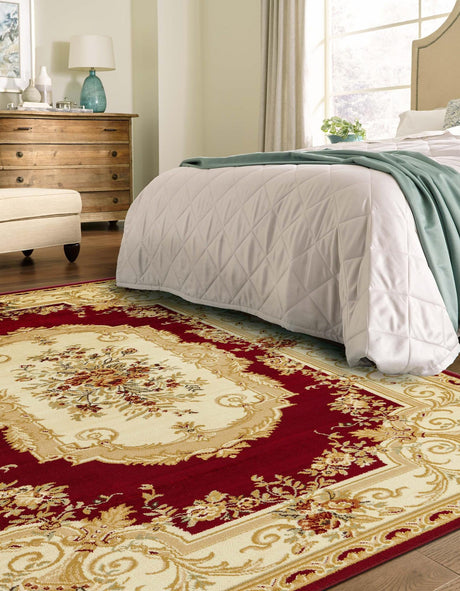 Red 10' 6 x 16' 5 Versailles Rectangle Area Rug Classic Traditional Motif Indoor Carpet for Hallways, Dining Rooms, Bedrooms, Living Room, Office for Sale at Rug Engine