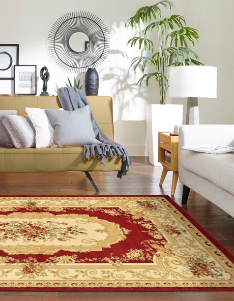 Red 6' 1 x 9' Versailles Rectangle Area Rug Classic Traditional Motif Indoor Carpet for Hallways, Dining Rooms, Bedrooms, Living Room, Office for Sale at Rug Engine