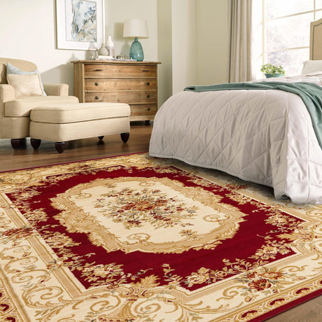 Red 10' x 14' 1 Versailles Rectangle Area Rug Classic Traditional Motif Indoor Carpet for Hallways, Dining Rooms, Bedrooms, Living Room, Office for Sale at Rug Engine