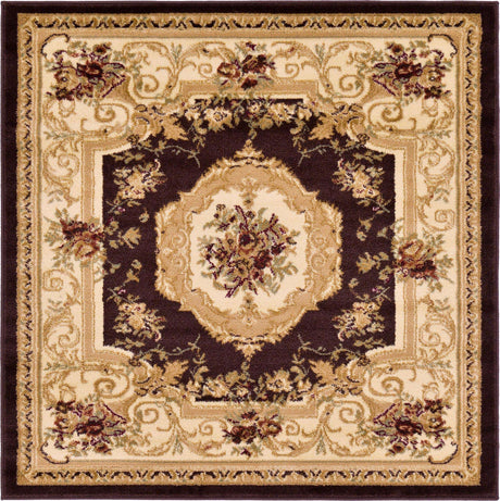 Brown 4' 1 x 4' 1 Versailles Square Area Rug