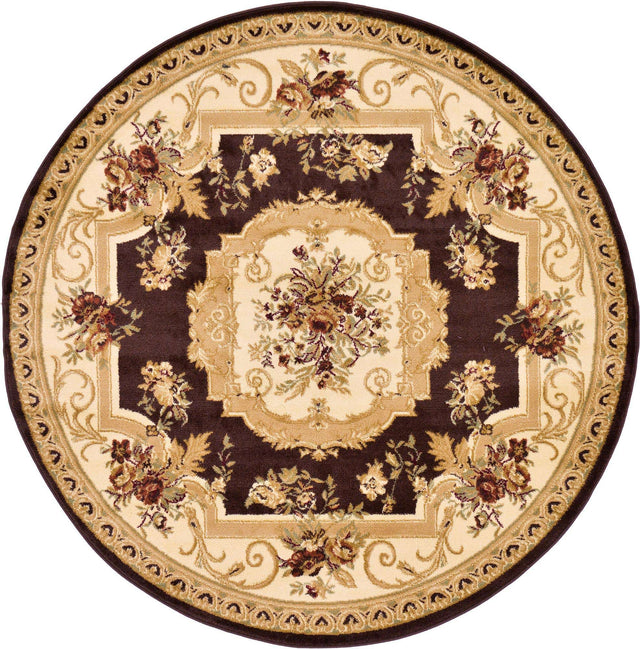 Brown 6' 1 x 6' 1 Versailles Round Area Rug