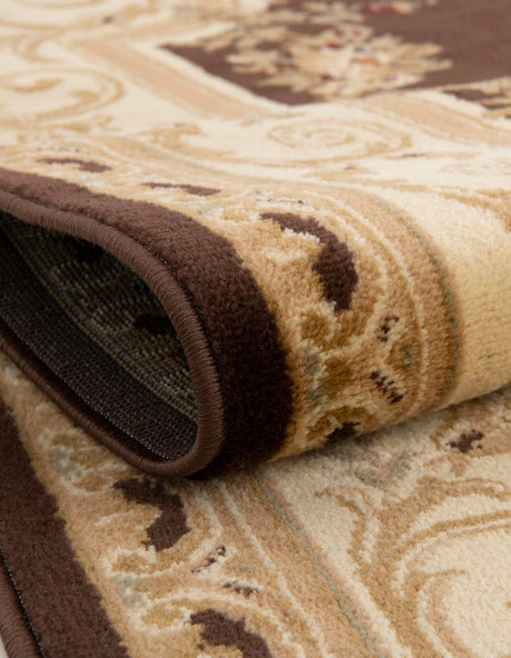Brown 4' 1 x 6' 1 Versailles Rectangle Area Rug Classic Traditional Motif Indoor Carpet for Hallways, Dining Rooms, Bedrooms, Living Room, Office for Sale at Rug Engine