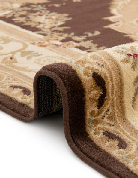 Brown 5' 3 x 8' Versailles Rectangle Area Rug Classic Traditional Motif Indoor Carpet for Hallways, Dining Rooms, Bedrooms, Living Room, Office for Sale at Rug Engine