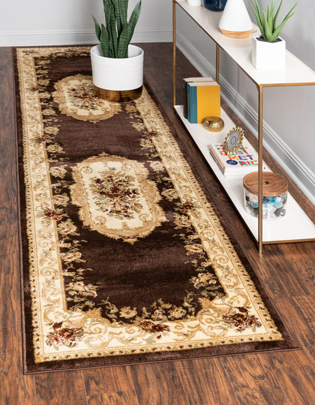 Brown 2' 7 x 10' Versailles Runner Area Rug