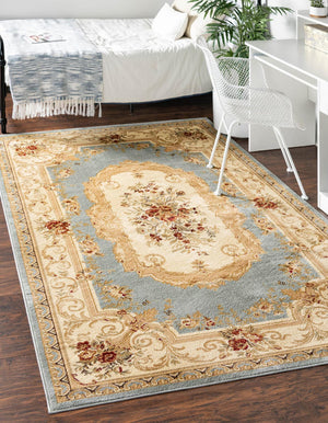 Light Blue 3' 1 x 5' 3 Versailles Rectangle Area Rug Classic Traditional Motif Indoor Carpet for Hallways, Dining Rooms, Bedrooms, Living Room, Office for Sale at Rug Engine