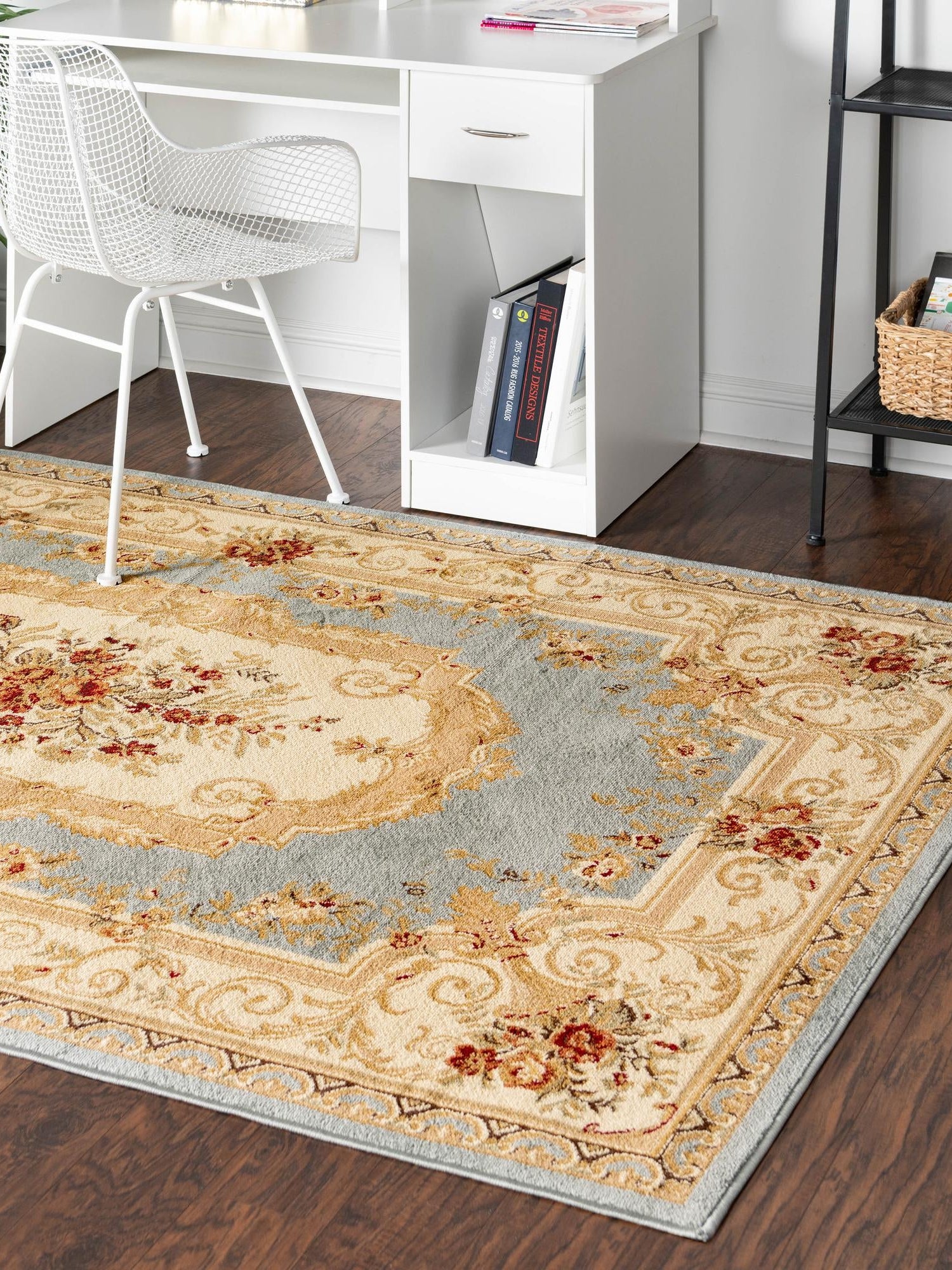 Light Blue 3' 1 x 5' 3 Versailles Rectangle Area Rug Classic Traditional Motif Indoor Carpet for Hallways, Dining Rooms, Bedrooms, Living Room, Office for Sale at Rug Engine