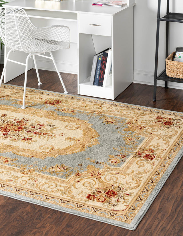 Light Blue 3' 1 x 5' 3 Versailles Rectangle Area Rug Classic Traditional Motif Indoor Carpet for Hallways, Dining Rooms, Bedrooms, Living Room, Office for Sale at Rug Engine