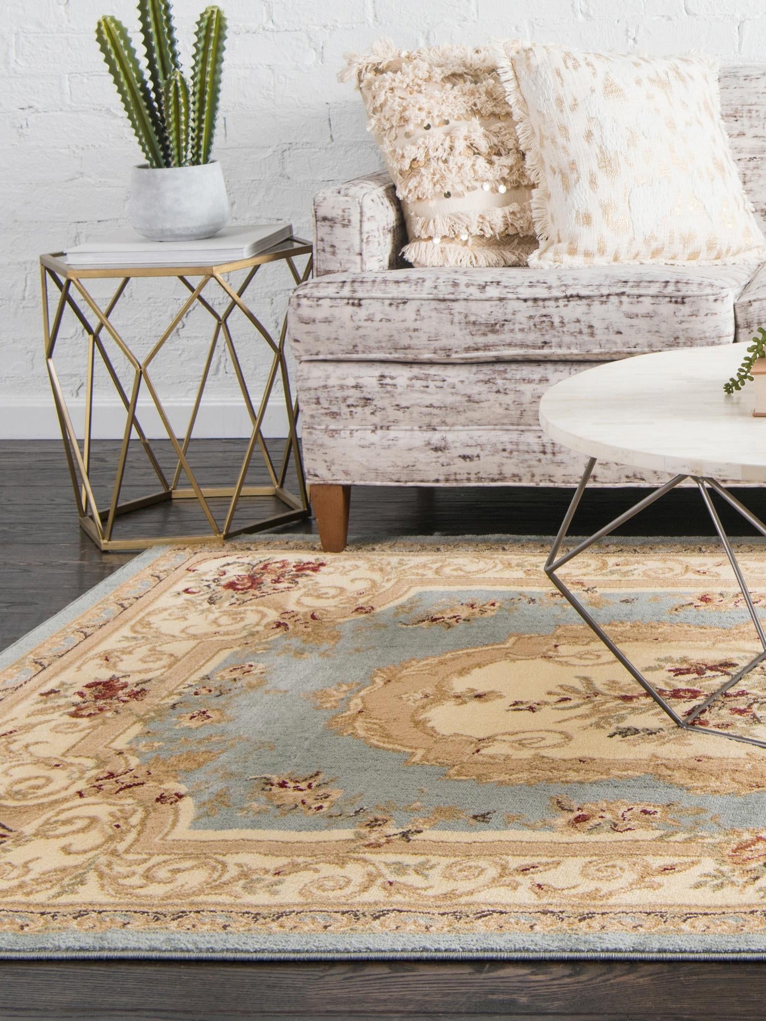 Light Blue 3' 1 x 5' 3 Versailles Rectangle Area Rug Classic Traditional Motif Indoor Carpet for Hallways, Dining Rooms, Bedrooms, Living Room, Office for Sale at Rug Engine