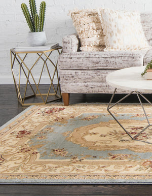 Light Blue 3' 1 x 5' 3 Versailles Rectangle Area Rug Classic Traditional Motif Indoor Carpet for Hallways, Dining Rooms, Bedrooms, Living Room, Office for Sale at Rug Engine