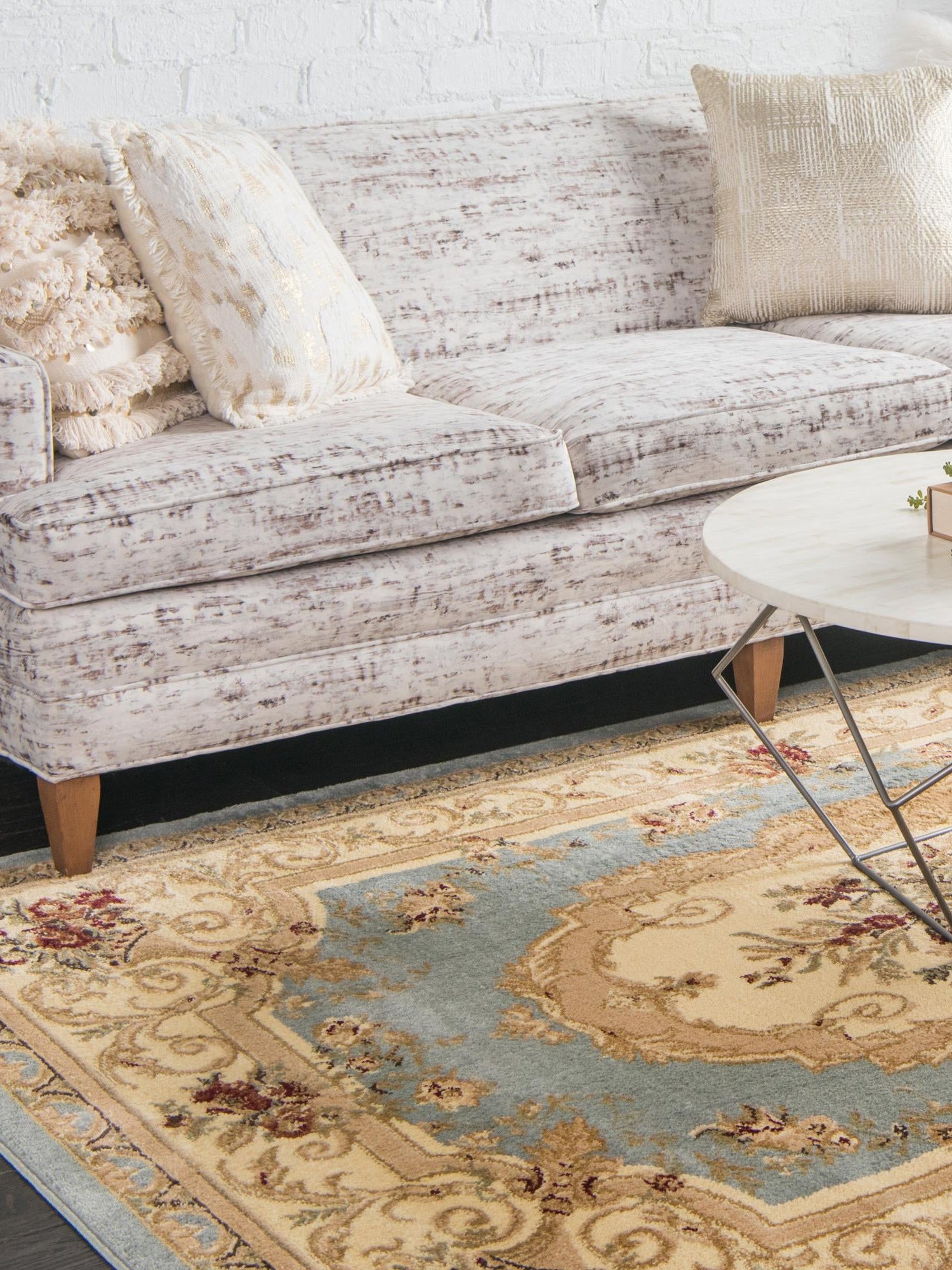 Light Blue 3' 1 x 5' 3 Versailles Rectangle Area Rug Classic Traditional Motif Indoor Carpet for Hallways, Dining Rooms, Bedrooms, Living Room, Office for Sale at Rug Engine
