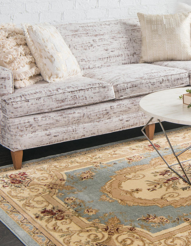 Light Blue 3' 1 x 5' 3 Versailles Rectangle Area Rug Classic Traditional Motif Indoor Carpet for Hallways, Dining Rooms, Bedrooms, Living Room, Office for Sale at Rug Engine