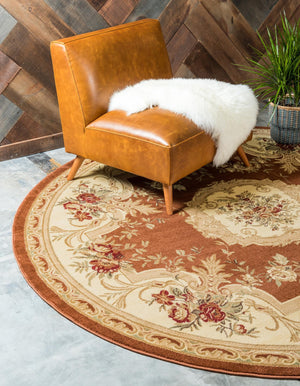 Brick Red 7' 10 x 7' 10 Versailles Round Area Rug
