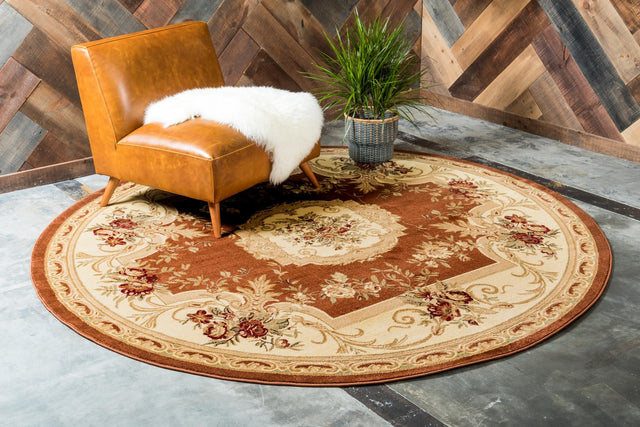 Brick Red 6' 1 x 6' 1 Versailles Round Area Rug